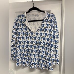 Roller Rabbit Blue Monkey Pajama Top